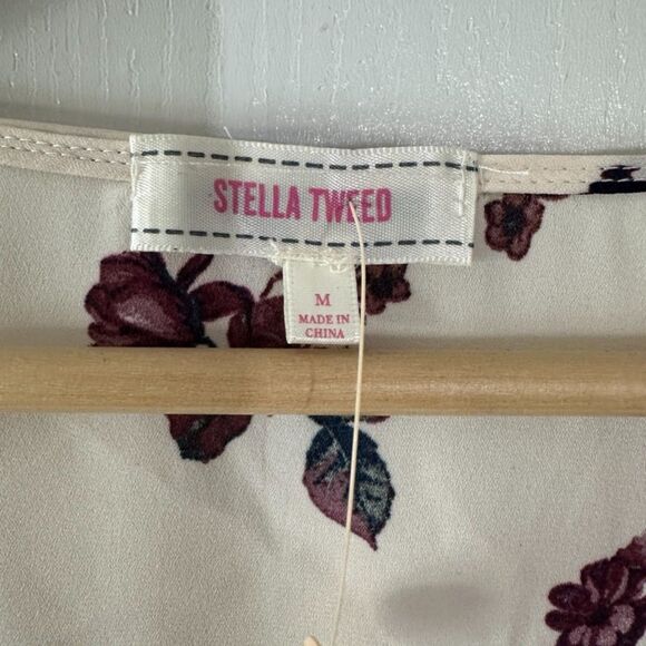 Stella Tweed Sheer Mixed Burgundy Floral Kimono Cover Up Cream Plum Size Medium - Picture 5 of 7